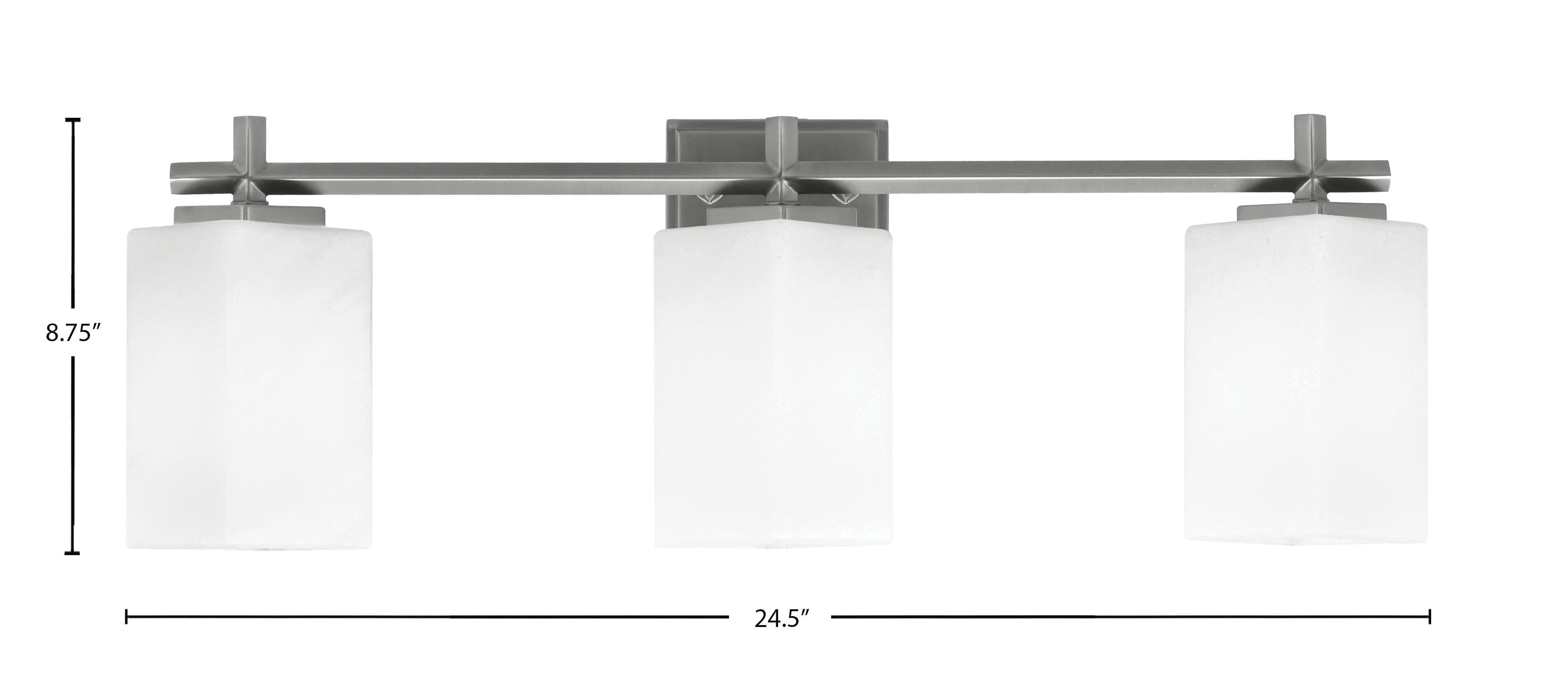 Franklin Three Light Bath Bar in Graphite with Square White Marble Shade