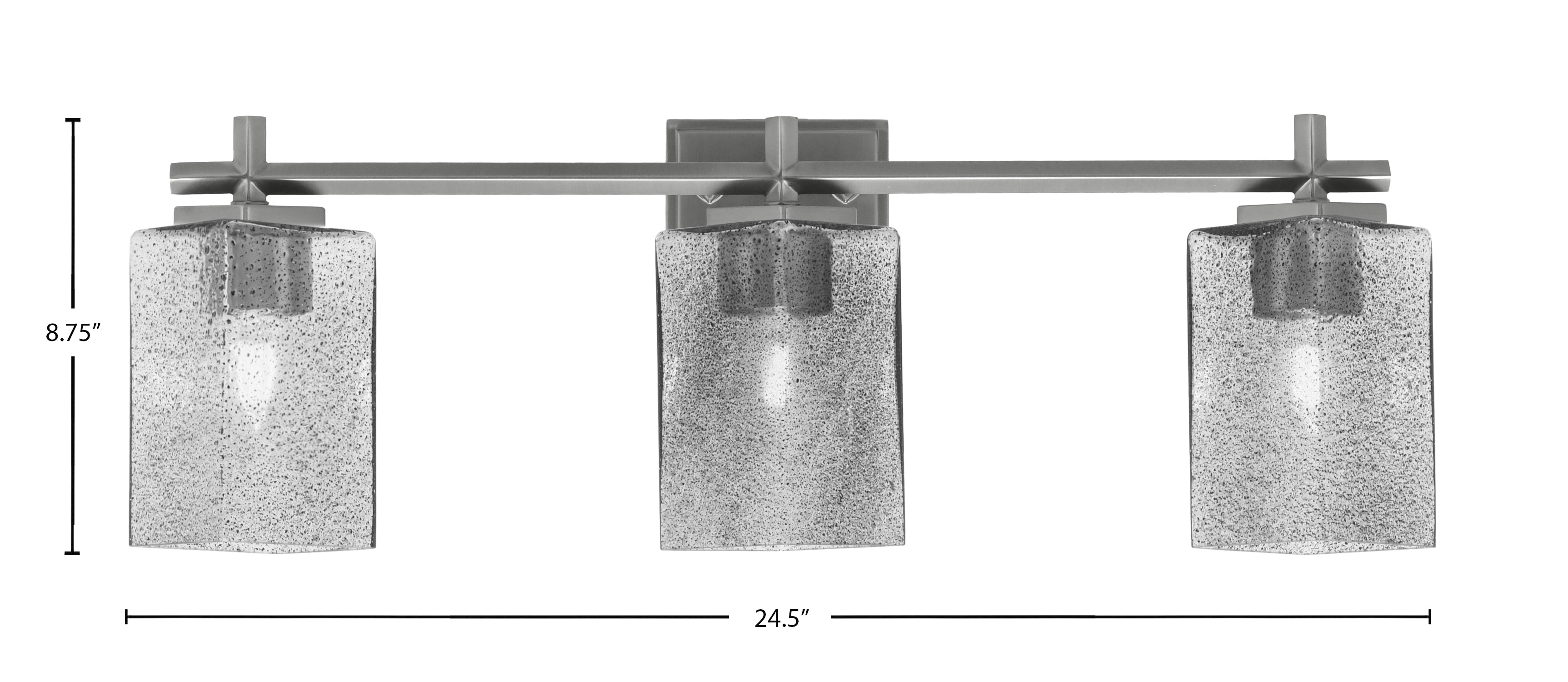 Franklin Three Light Bath Bar in Graphite with Square Smoke Bubble Shade
