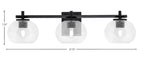 Franklin Three Light Bath Bar in Matte Black with Clear Bubble Shade