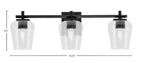 Franklin Three Light Bath Bar in Matte Black with Clear Bubble Shade