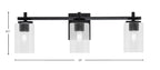 Franklin Three Light Bath Bar in Matte Black with Clear Bubble Shade