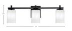 Franklin Three Light Bath Bar in Matte Black with White Marble Shade