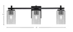Franklin Three Light Bath Bar in Matte Black with Smoke Bubble Shade
