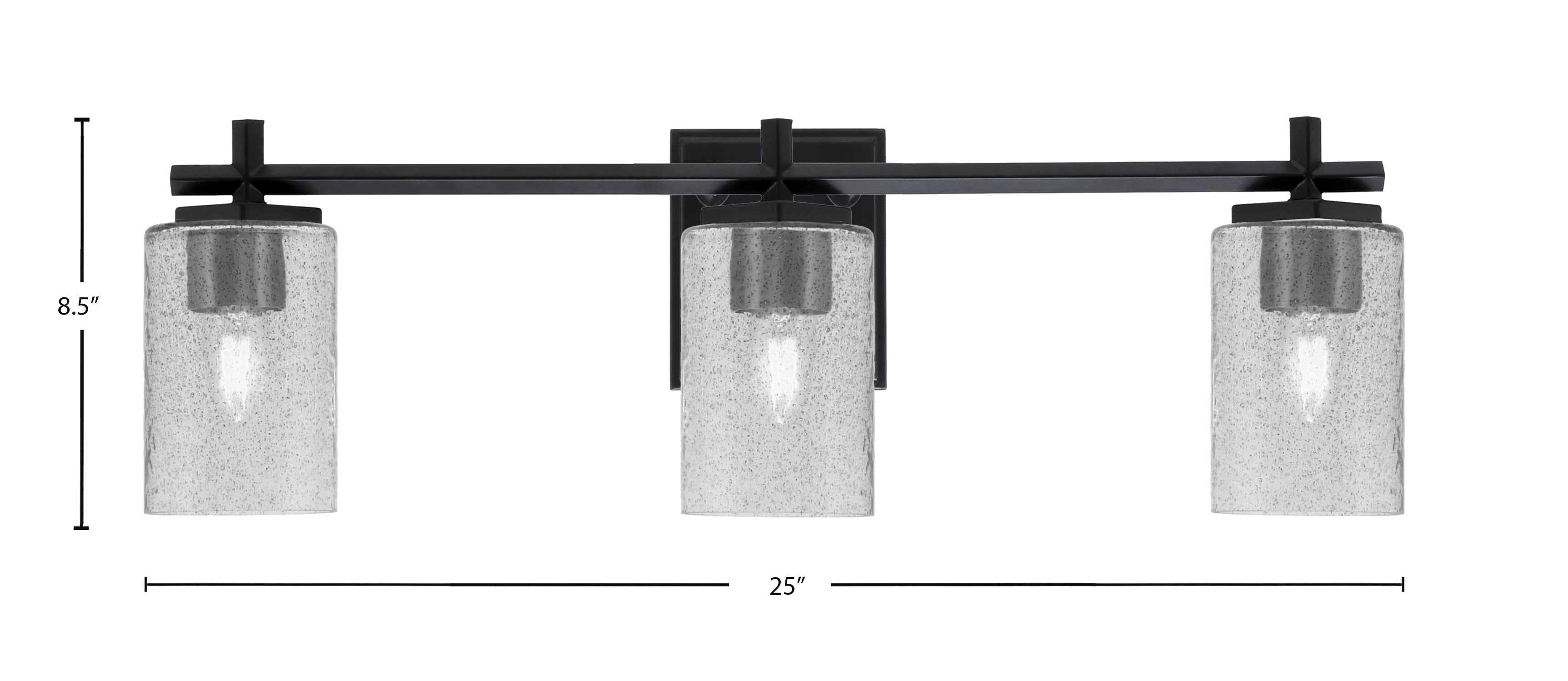 Franklin Three Light Bath Bar in Matte Black with Smoke Bubble Shade