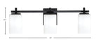 Franklin Three Light Bath Bar in Matte Black with White Muslin Shade