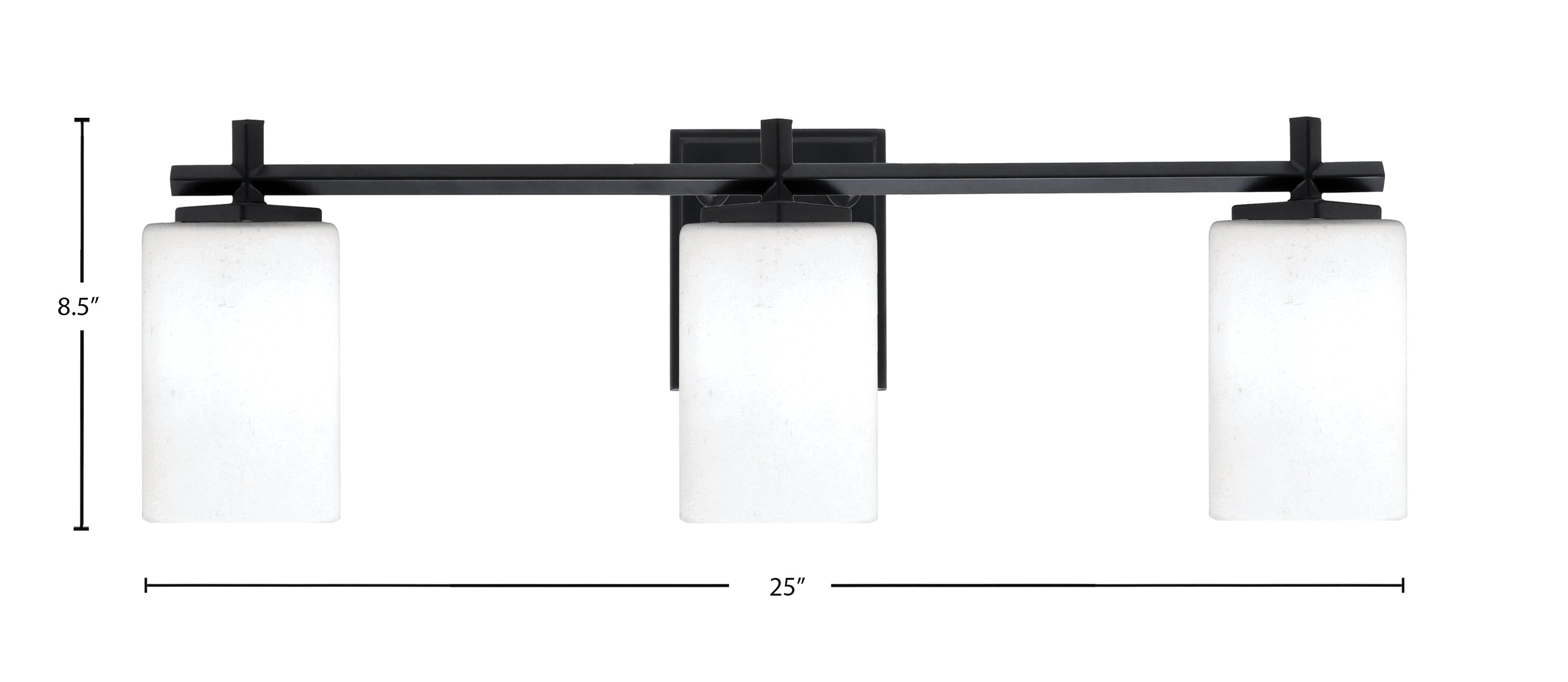 Franklin Three Light Bath Bar in Matte Black with White Muslin Shade