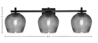 Franklin Three Light Bath Bar in Matte Black with Smoke Textured Shade