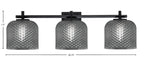 Franklin Three Light Bath Bar in Matte Black with Smoke Textured Shade