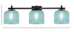 Franklin Three Light Bath Bar in Matte Black with Turquoise Textured Shade