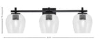 Franklin Three Light Bath Bar in Matte Black with Clear Bubble Shade