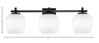 Franklin Three Light Bath Bar in Matte Black with White Marble Shade
