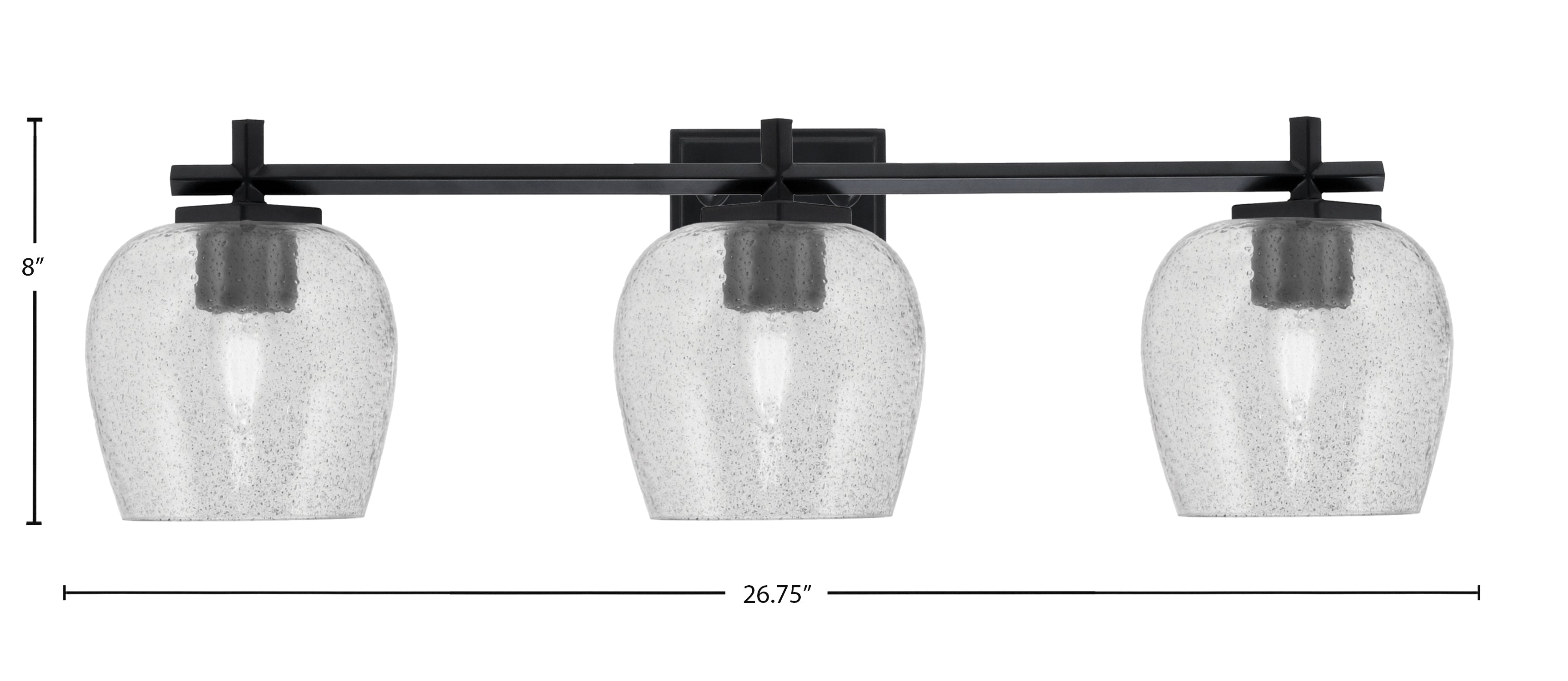Franklin Three Light Bath Bar in Matte Black with Smoke Bubble Shade