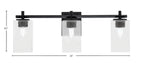 Franklin Three Light Bath Bar in Matte Black with Square Clear Bubble Shade