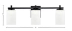 Franklin Three Light Bath Bar in Matte Black with Square White Muslin Shade