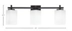Franklin Three Light Bath Bar in Matte Black with Square White Marble Shade