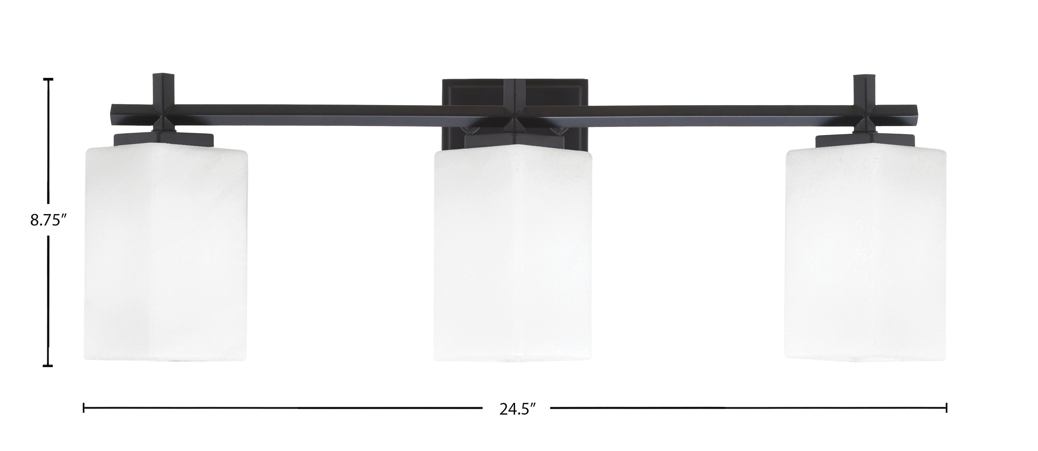 Franklin Three Light Bath Bar in Matte Black with Square White Marble Shade