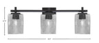 Franklin Three Light Bath Bar in Matte Black with Square Smoke Bubble Shade