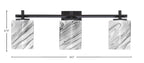 Franklin Three Light Bath Bar in Matte Black with Square Onyx Swirl Shade