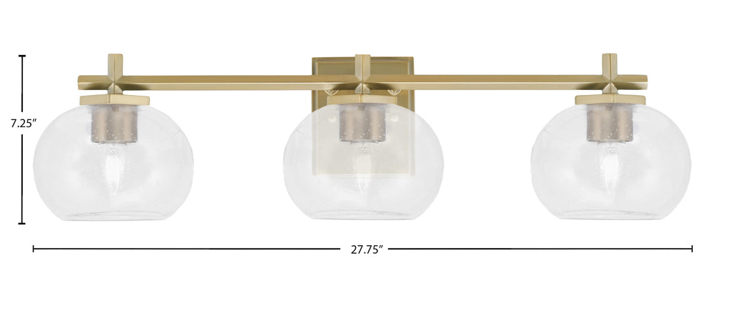 Franklin Three Light Bath Bar in New Age Brass with Clear Bubble Shade