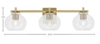 Franklin Three Light Bath Bar in New Age Brass with Clear Bubble Shade