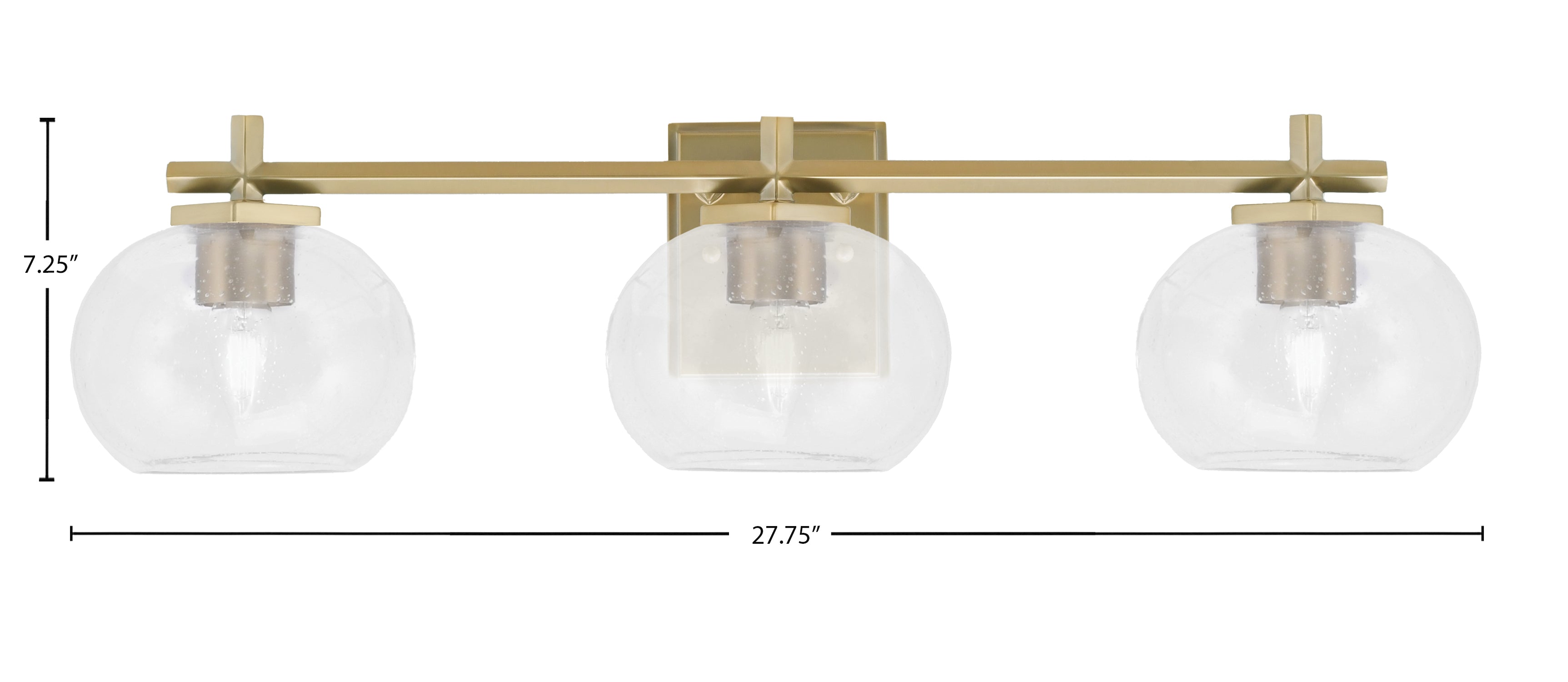 Franklin Three Light Bath Bar in New Age Brass with Clear Bubble Shade