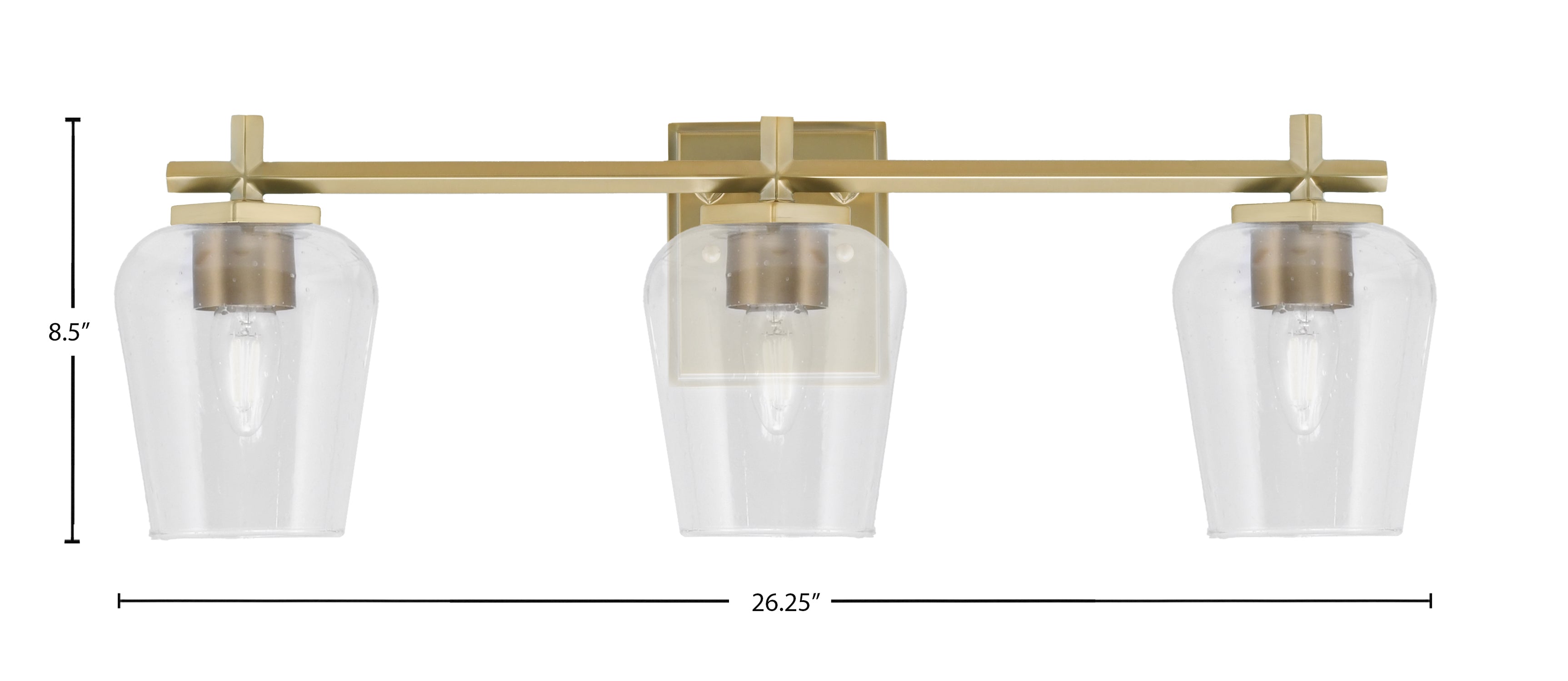 Franklin Three Light Bath Bar in New Age Brass with Clear Bubble Shade