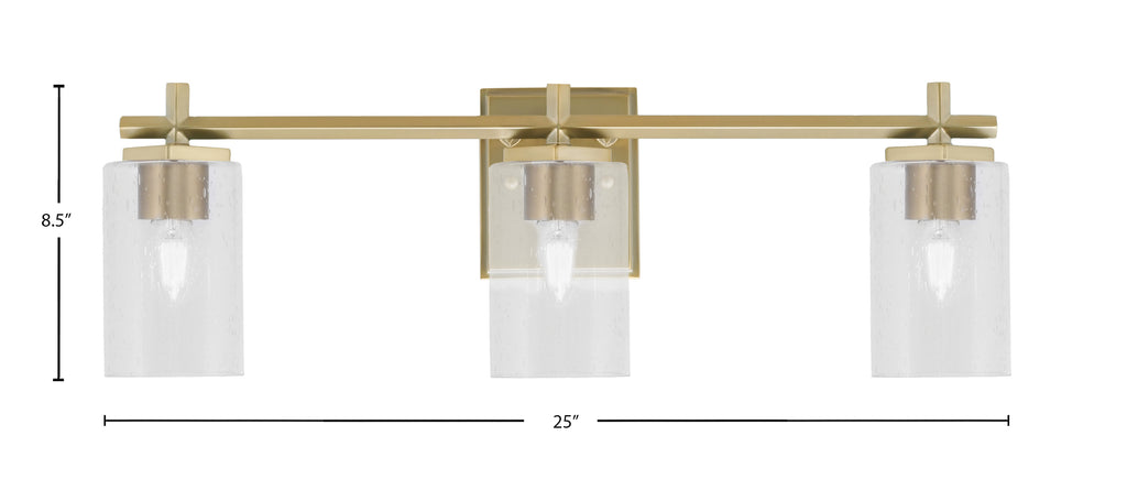 Franklin Three Light Bath Bar in New Age Brass with Clear Bubble Shade