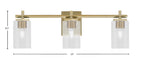 Franklin Three Light Bath Bar in New Age Brass with Clear Bubble Shade