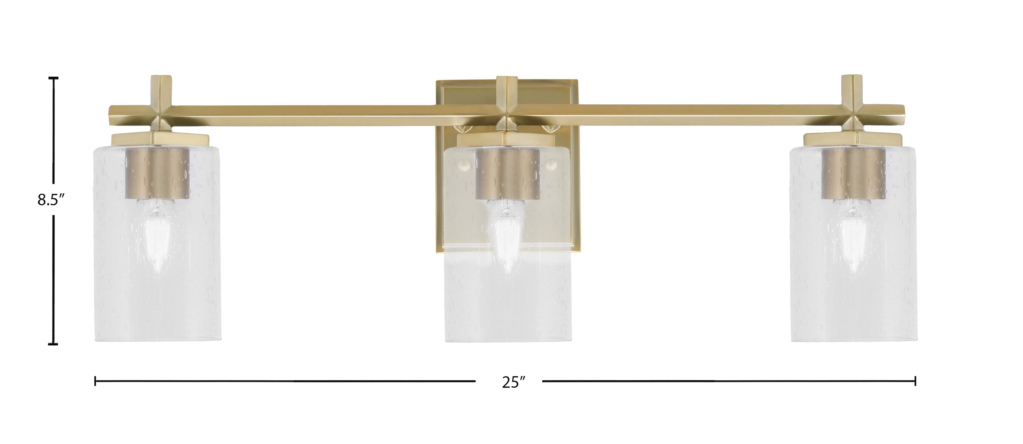 Franklin Three Light Bath Bar in New Age Brass with Clear Bubble Shade