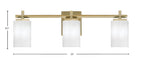 Franklin Three Light Bath Bar in New Age Brass with White Marble Shade