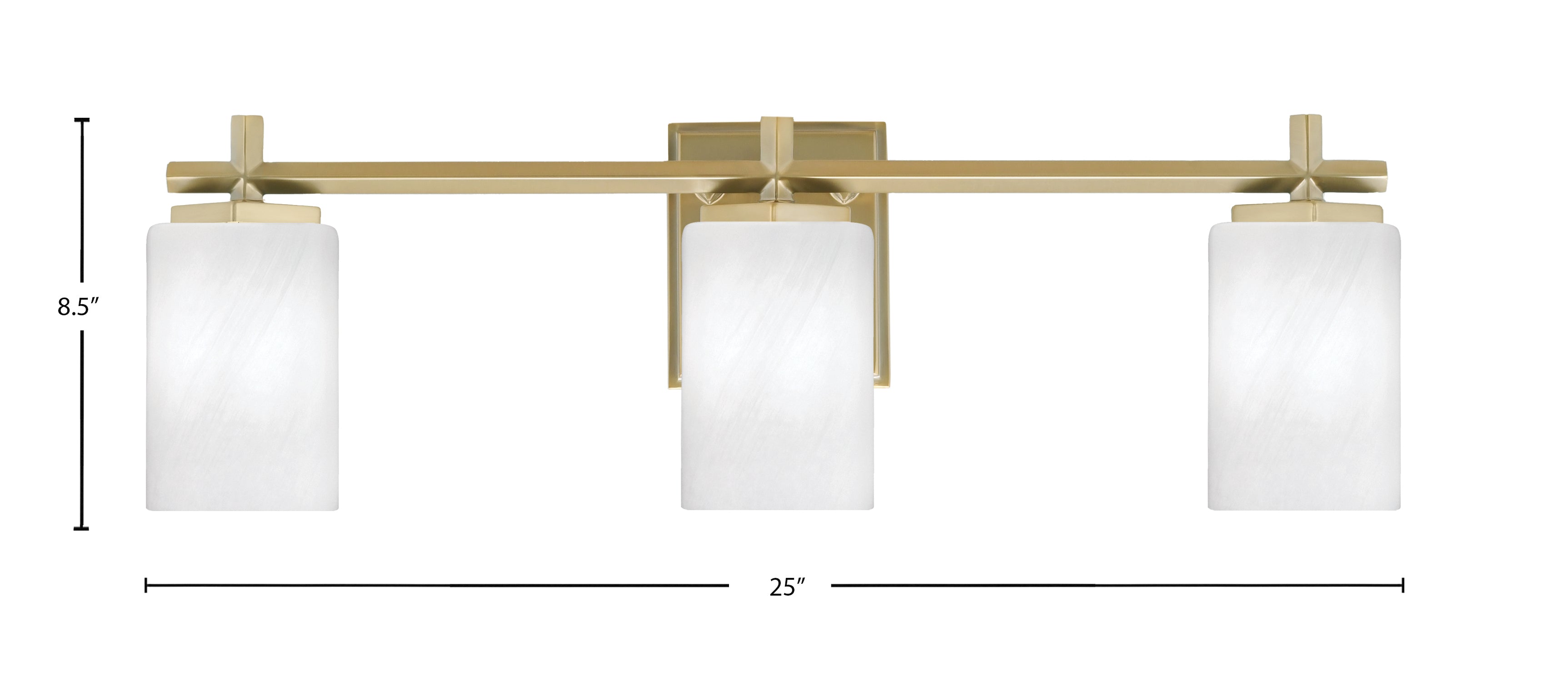 Franklin Three Light Bath Bar in New Age Brass with White Marble Shade