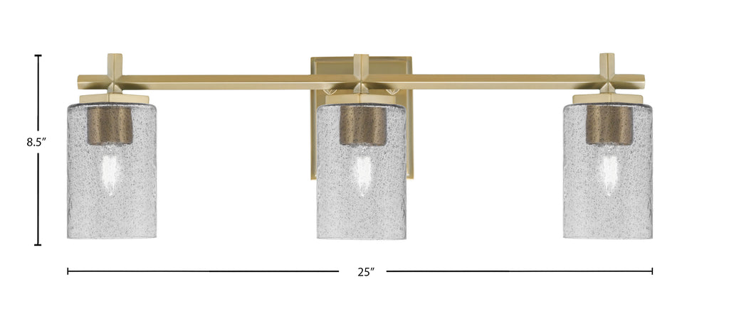 Franklin Three Light Bath Bar in New Age Brass with Smoke Bubble Shade