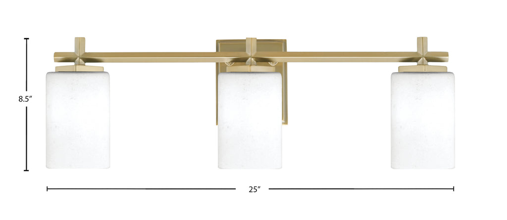 Franklin Three Light Bath Bar in New Age Brass with White Muslin Shade