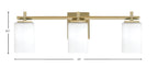 Franklin Three Light Bath Bar in New Age Brass with White Muslin Shade