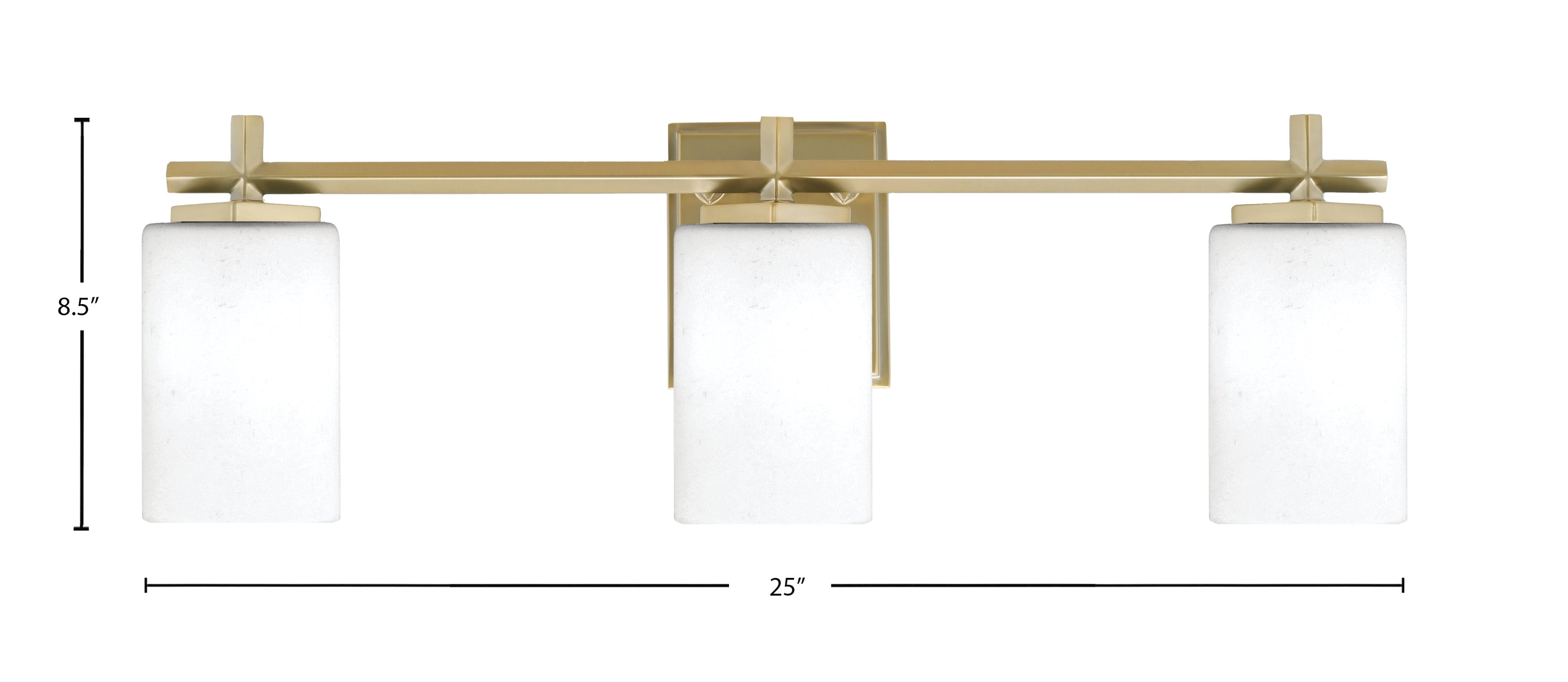Franklin Three Light Bath Bar in New Age Brass with White Muslin Shade