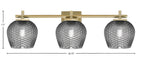 Franklin Three Light Bath Bar in New Age Brass with Smoke Textured Shade