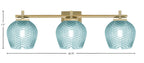 Franklin Three Light Bath Bar in New Age Brass with Turquoise Textured Shade