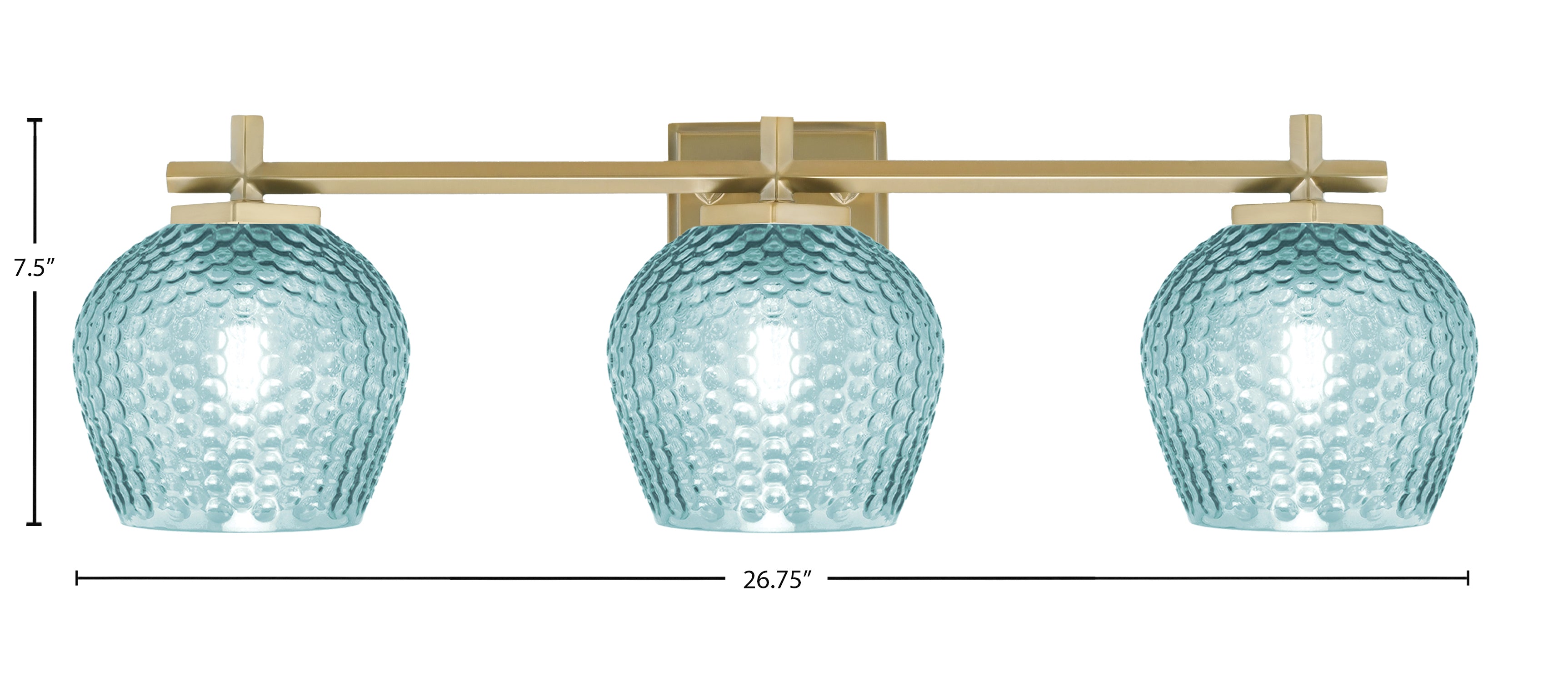Franklin Three Light Bath Bar in New Age Brass with Turquoise Textured Shade