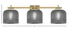 Franklin Three Light Bath Bar in New Age Brass with Smoke Textured Shade