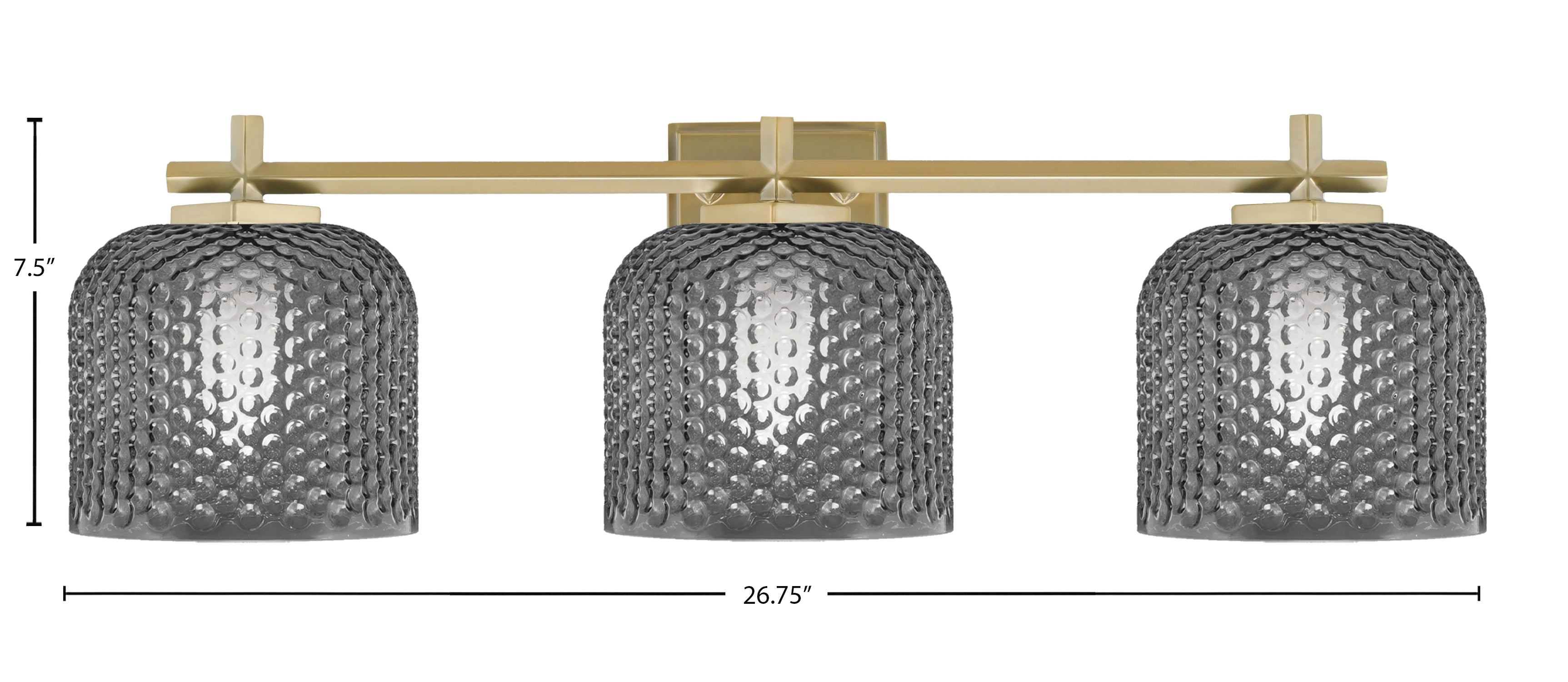 Franklin Three Light Bath Bar in New Age Brass with Smoke Textured Shade