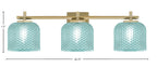 Franklin Three Light Bath Bar in New Age Brass with Turquoise Textured Shade