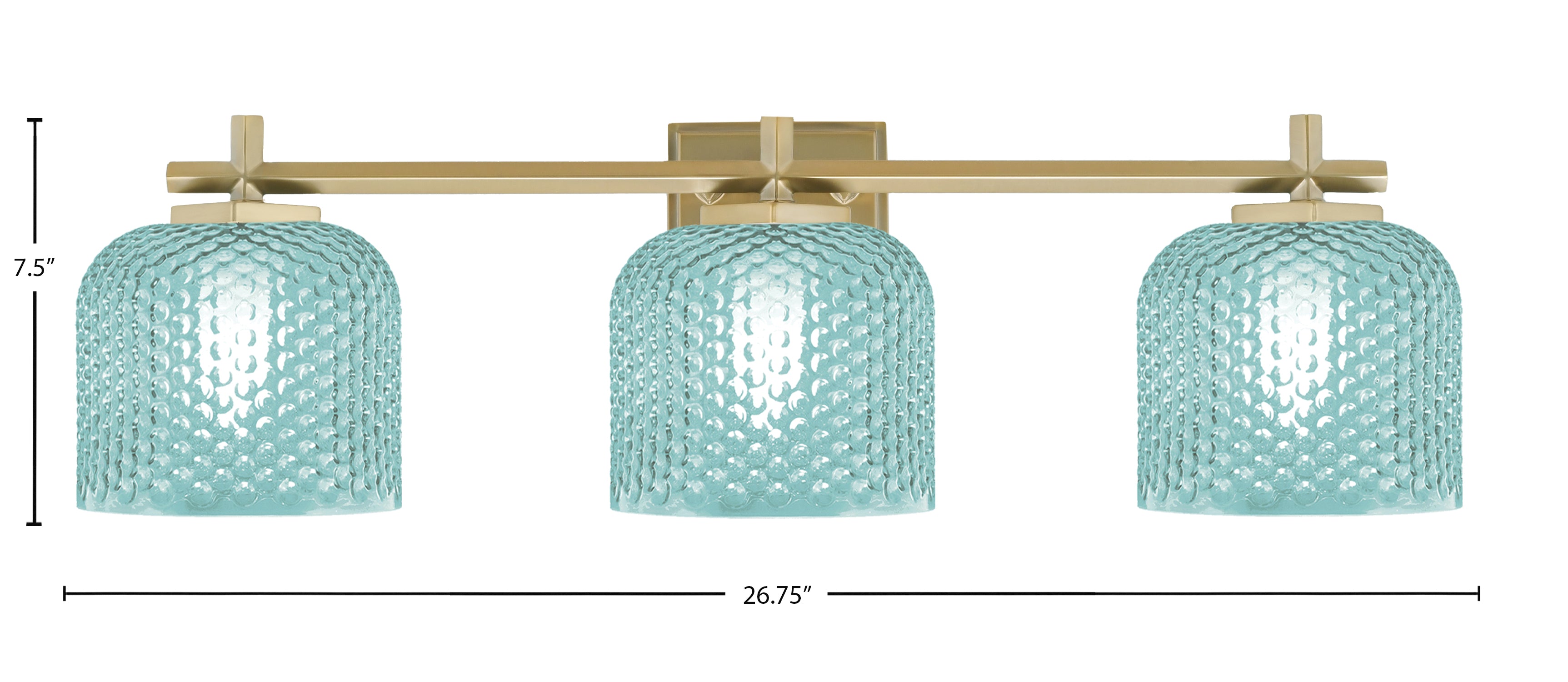Franklin Three Light Bath Bar in New Age Brass with Turquoise Textured Shade