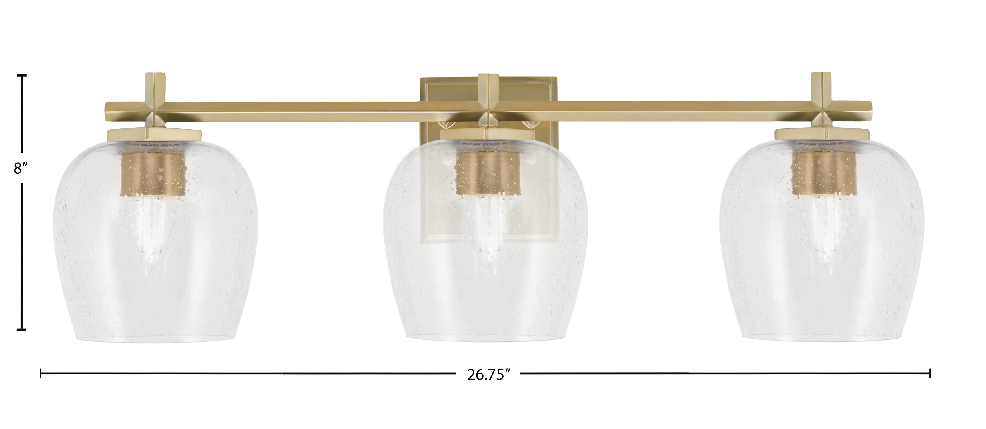 Franklin Three Light Bath Bar in New Age Brass with Clear Bubble Shade
