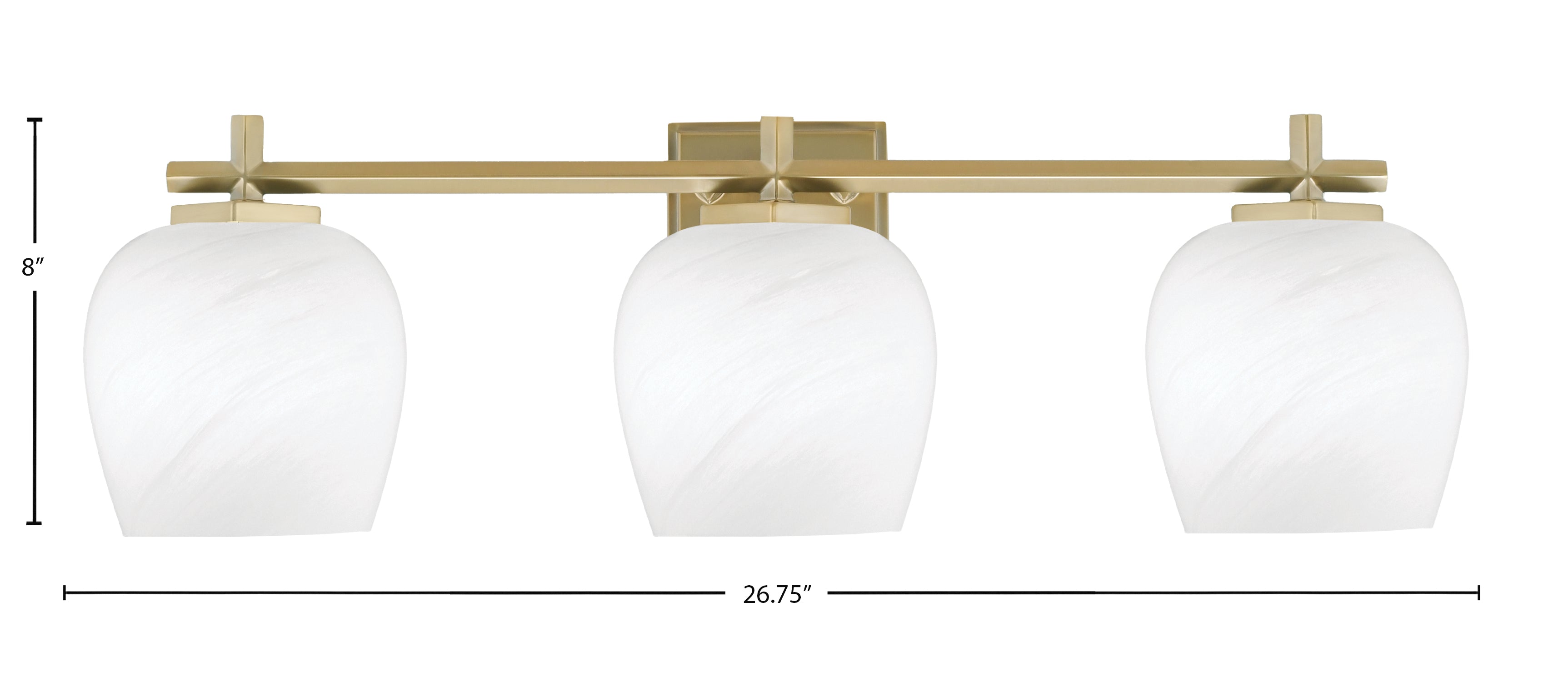 Franklin Three Light Bath Bar in New Age Brass with White Marble Shade