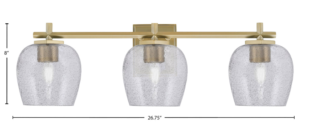 Franklin Three Light Bath Bar in New Age Brass with Smoke Bubble Shade