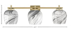 Franklin Three Light Bath Bar in New Age Brass with Onyx Swirl Shade