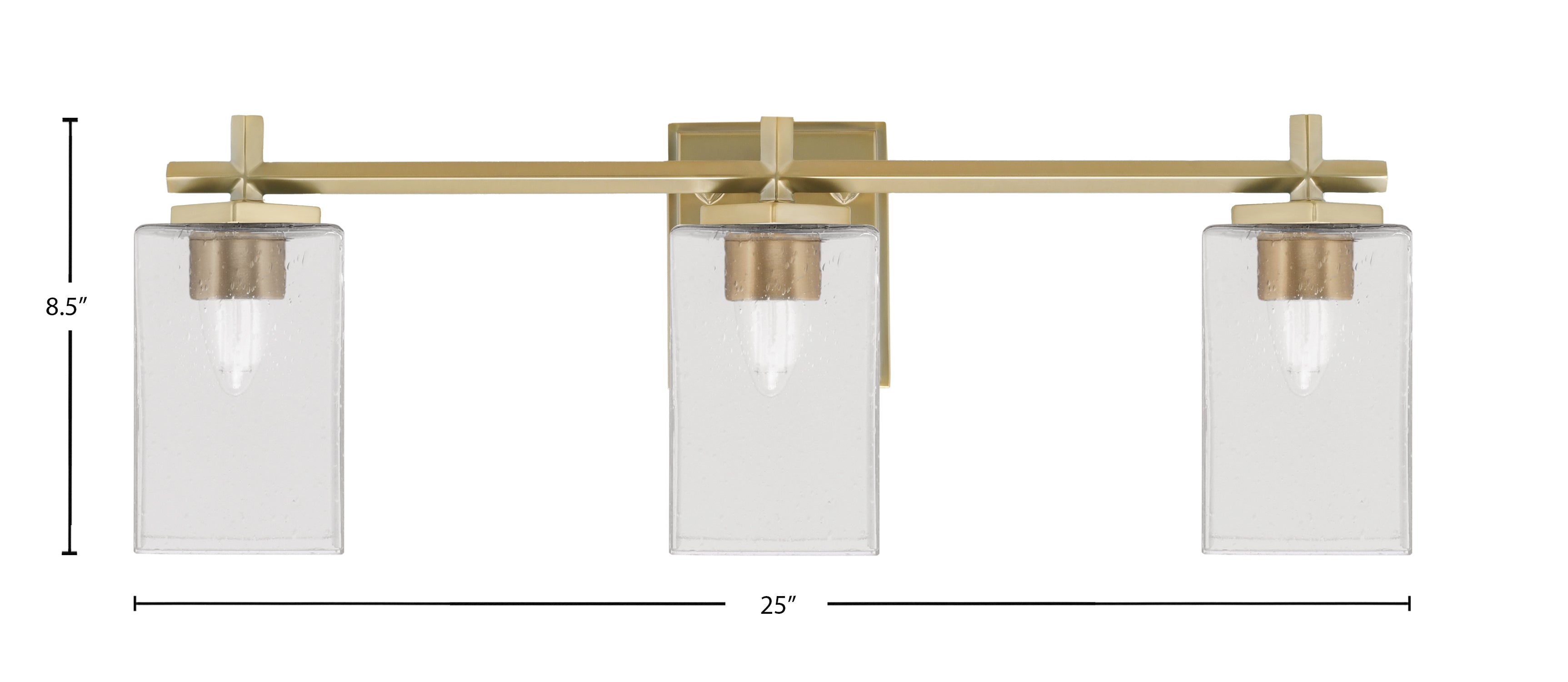 Franklin Three Light Bath Bar in New Age Brass with Square Clear Bubble Shade