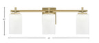 Franklin Three Light Bath Bar in New Age Brass with Square White Muslin Shade