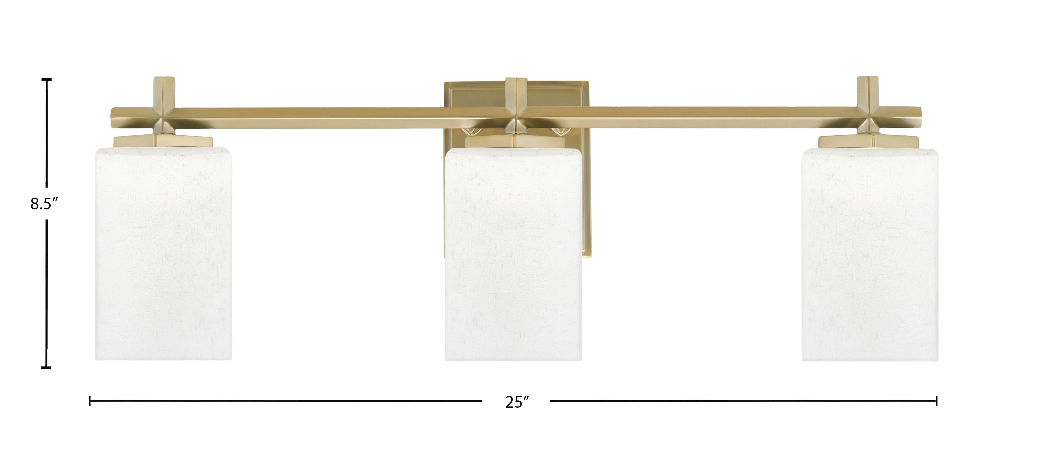 Franklin Three Light Bath Bar in New Age Brass with Square White Muslin Shade