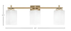 Franklin Three Light Bath Bar in New Age Brass with Square White Marble Shade